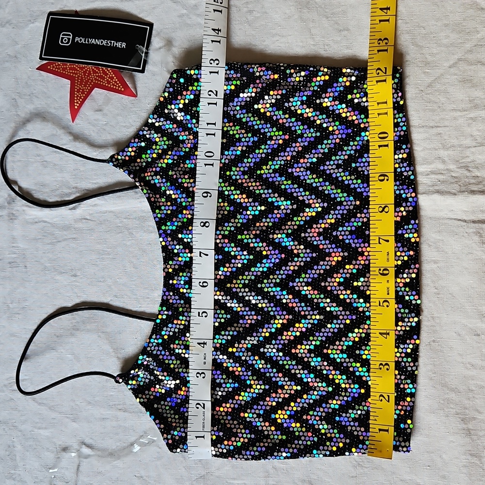 Just Polly Litmus Metallic Chavron Skirt And Strappy Crop Top Set Size Medium - Picture 8 of 14